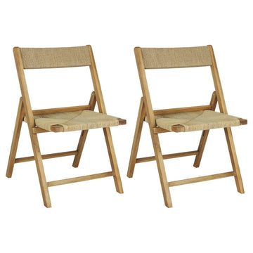 Kiawah Coastal Modern Wood Woven Seagrass Folding Chair - JONATHAN Y